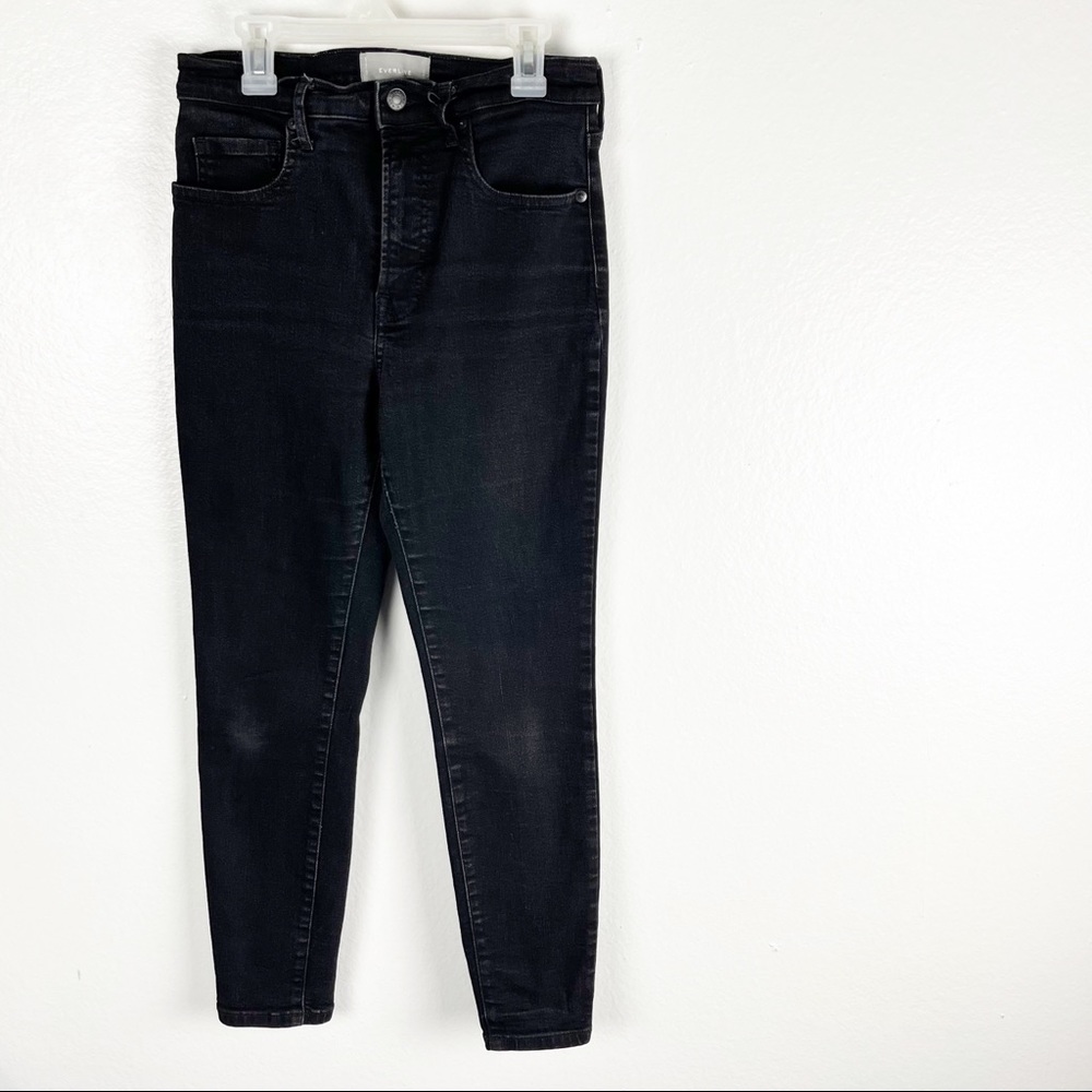 EVERLANE Classic Black Wash High Rise Ankle Skinny Jeans 26 Neutral Minimalist